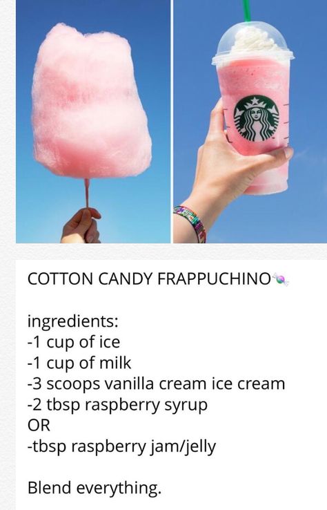 Cotton Candy Frappe Starbucks, Cotton Candy Starbucks Drink Recipe, Starbucks Recipes Cotton Candy, Cotton Candy Refresher Starbucks Recipe, Cotton Candy Blizzard Recipe, Starbucks Cotton Candy Refresher, Cotton Candy Diy How To Make, Diy Starbucks Frappuccino Recipe, Diy Cotton Candy In Blender