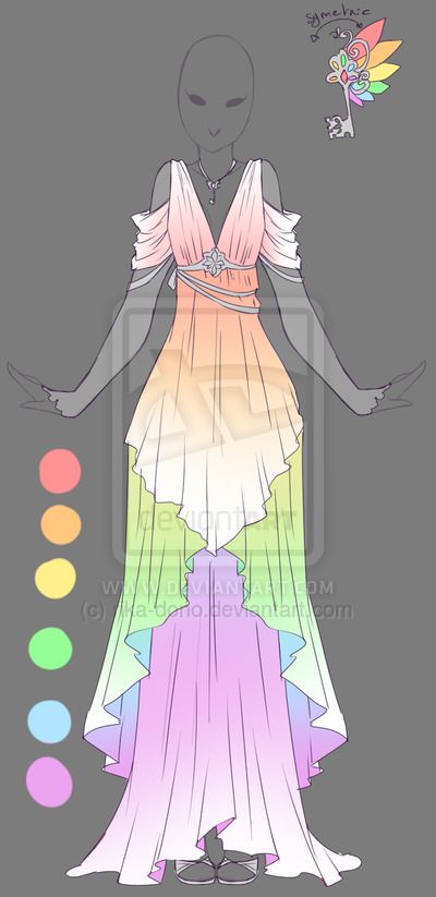 Rainbow Angel - Outfit Design by rika-dono.deviantart.com on @DeviantArt Rainbow Angel, Art Outfits, Angel Outfit, Outfit Design, Dress Sketches, Dress Drawing, Anime Dress, Fashion Design Drawings, Fantasy Dress