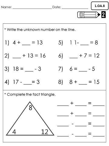 1st Grade Common Core Math Assessments- Operations and Algebraic Thinking  1.OA.8 First Grade Math Worksheets, Algebraic Thinking, Math Assessment, Second Grade Math, Math Addition, 1st Grade Worksheets, Education Quotes For Teachers, Common Core Math, First Grade Math