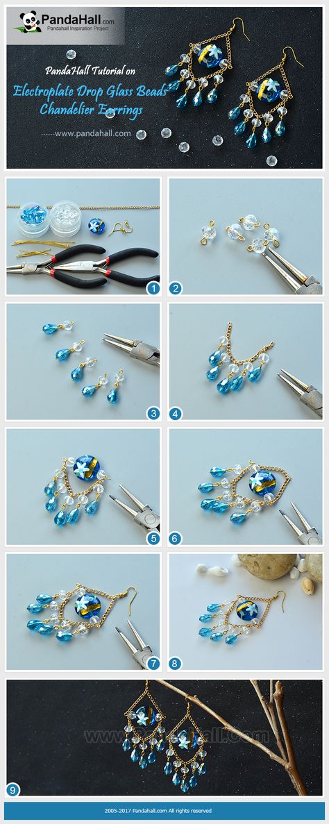 Chandelier Earrings Diy, Anting Manik, Blue Starfish, Beaded Chandelier Earrings, Glass Bead Earrings, Diy Jewelry Unique, Jewelry Making Earrings, Wire Jewelry Designs, Handmade Jewelry Tutorials