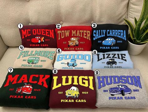 "FREE shipping on all additional items Customize Pixars Cars Characters T-shirt \"---How To Order --- 1-) Please, check and review all photos 2-) Choose your t-shirt size and color *Different styles of shirts may have different shades of same color choice due to different manufacturer brands. *For this reason, we recommend you to match shirts from the same styles if you want precisely matching colors (exa. Unisex,Sweater, Hoodies, etc.). *If you want perfect matching you can choose \"\"BLACK\"\" or \"\"WHITE\"\" shirts.\"\" 3-) Click add to cart. You can go back to add more product 4-)Click \"\"Proceed to check out\"\" 5-)When you check out, you can add a note to seller for any request Unisex * Unisex t shirt fits like a well-loved favorite, featuring a crew neck, short sleeves and designe Peter Pan Characters, Mcqueen Cars, Fairy Shirt, Cars Characters, Cars Land, Superhero Shirt, Car Shirts, Group Shirts, Lightning Mcqueen