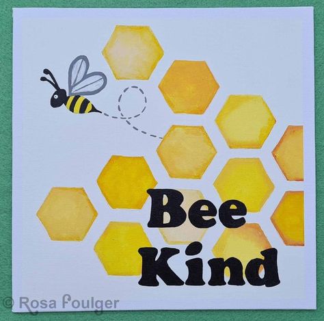 Yellow honeycomb and a bee with the words 'Bee Kind' painted in Acrylics Painting Pottery Plates, Pottery Painting Ideas Easy, Mars Black, Paint Program, Old Book Crafts, Microsoft Paint, Baby Art Projects, Bee Painting, Wine Craft