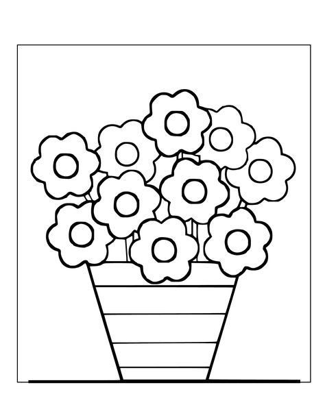 Flower Pot Coloring Pages ⋆ coloring.rocks! Coloring Page Flowers, Flower Colouring Pages, Coloring Rocks, Flowers In A Pot, Mindfulness Colouring, Pre Writing Activities, Relaxing Colors, Flower Stencil, Poinsettia Flower