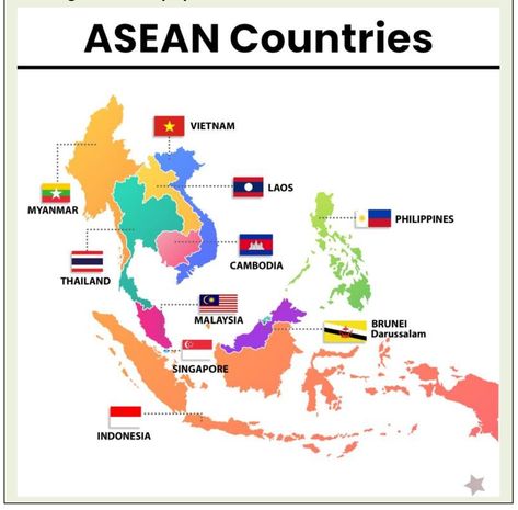 Mapa Ng Timog Silangang Asya, Timog Silangang Asya Map, Peta Asean, World Flags With Names, Asean Countries, Flags With Names, Maps For Kids, Power Points, Flags Of The World