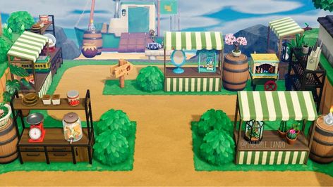 ACNH Animal Crossing Market Redd’s #ACNH Market Ideas Animal Crossing, Acnh Marketplace Design, Animal Crossing Marketplace, Acnh Trading Area, Animal Crossing Pathways Design, Animal Crossing Market Place, Animal Crossing Market Ideas, Market Animal Crossing, Acnh Market Inspiration