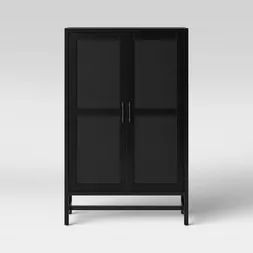 Shop for cabinet black online at Target. Free shipping on orders of $35+ and save 5% every day with your Target RedCard. Decorative Storage Cabinets, Library Cabinet, Natural Wood Decor, Stackable Shelves, Salon Suites, Statement Furniture, Shelf Furniture, Glass Cabinets Display, Tall Cabinet