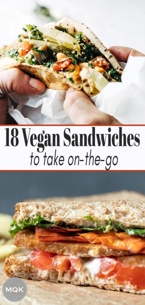 Satisfying, easy vegan sandwiches to take to the beach, on a hike, or just down to the park for a picnic! #veganlunchideas Chili Vegan, Vegan Sandwich Recipes, Vegan Sandwiches, Food Recipes Vegetarian, Mapo Tofu, Vegan Lunch Recipes, Vegan Lunches, Vegan Sandwich, Munnar