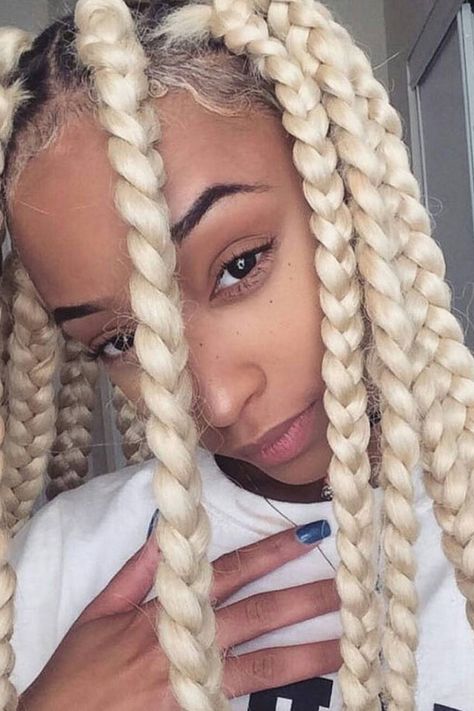 Jumbo Braids Inspiration   - 25 Beautiful Black Women Show Us How To Slay In Jumbo Braids Jumbo Box Braids Styles, Poetic Justice Braids, Big Box Braids, Blonde Box Braids, Braid Inspiration, Big Braids, Short Box Braids, Jumbo Box Braids, Braids Styles