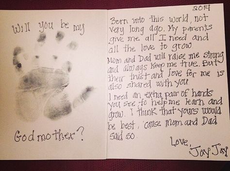 Cute way to ask godparents!! More Ask Godparents Ideas, Ways To Ask Godparents, How To Ask Godparents Ideas, Asking Godparents Ideas, Asking Godmother Ideas, Cute Ways To Ask Godparents, Godparents Request, Asking Godparents, Godmother Ideas