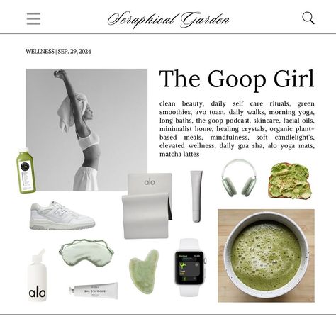 Goop girls are all about wellness and glowing ✨ #goop #goopgirl #wellness #wellnessblogger #girlblog #girlblogger #itgirl #thatgirl #pinterest #moodboard #explorepage Goop Aesthetic, Goop Podcast, Goop Glow, Pinterest Moodboard, Easy At Home Workouts, Wellness Blog, Healthy Girl, Healthy Lifestyle Inspiration, Organic Plants