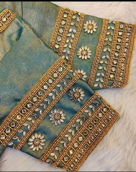 Blause Handwork Design, Bridal Aari Blouse Design, Pattu Blouse Maggam Work Designs, Simple Handwork Blouse Design, Aari Work Hand Design, Aari Work Blouse Simple, Pattu Blouse Designs, Aari Work Sleeve Design, Simple Aari Work Blouse Design