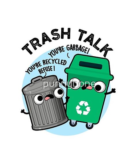 Trash Talk Funny Garbage Bin Pun features a cute duo of garbage bins talking trash . Perfect pun gift for family and friends who love cute trash bin puns. Recycling Activities, Garbage Recycling, Trash Talk, City Cartoon, Cute Puns, Pun Card, Pun Gifts, Garbage Bin, Trash Bin