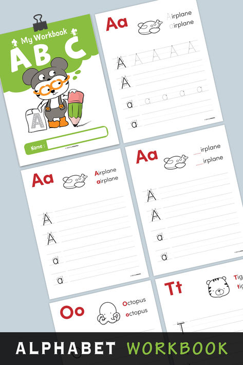 Alphabet Learning Workbook, Upper & Lower Case Abc Workbook, Writing Alphabet, Abc Preschool, A Alphabet, Abc Worksheets, Alphabet Learning, Alphabet Practice, Preschool Homeschool, Printable Alphabet