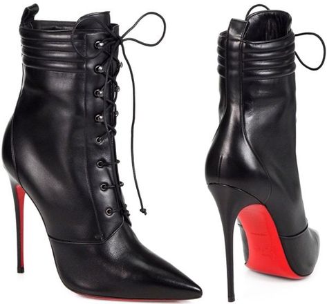 Christian-Louboutin-Black-Mado-Leather-Lace-up-Ankle-Boots Louboutin High Heels, Christian Louboutin Outlet, Christian Louboutin Boots, Manolo Blahnik Heels, Toni Braxton, Christian Louboutin Heels, Louboutin Heels, Eve Outfit, Boots Mens