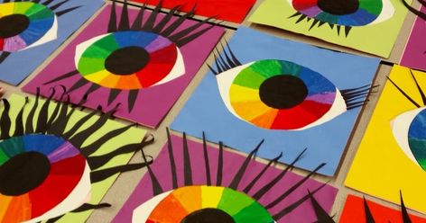 Color Wheel Lesson, Color Wheel Art Projects, Color Wheel Projects, Color Art Lessons, Color Wheel Art, Intermediate Colors, Color Lessons, 6th Grade Art, Eyes Art