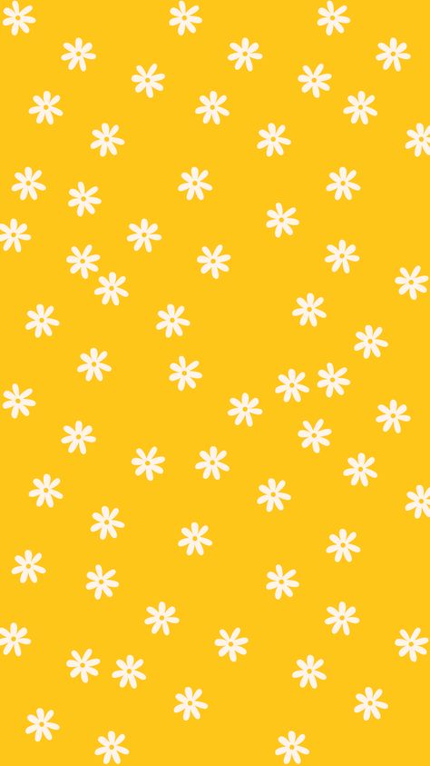 A cheerful and vibrant wallpaper featuring a scattered pattern of white daisies on a sunny yellow background. The simple design creates a sense of joy and optimism, making it perfect for adding a touch of spring to any space. Cheerful Wallpaper, Vibrant Wallpaper, Studio Wall, Yellow Daisies, White Daisies, Yellow Wallpaper, Sunny Yellow, Simple Backgrounds, Yellow Background