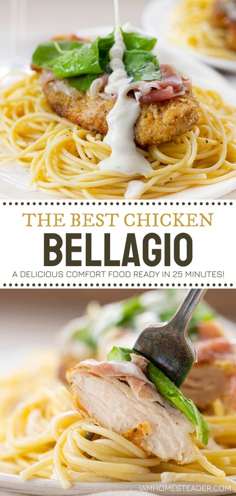 Chicken Belaggio, Chicken Frangelico Recipe, Recipes With Prosciutto, Dinner Idea For Family, Frangelico Recipes, Chicken Bellagio, Veal Dishes, August Recipes, Chicken With Prosciutto