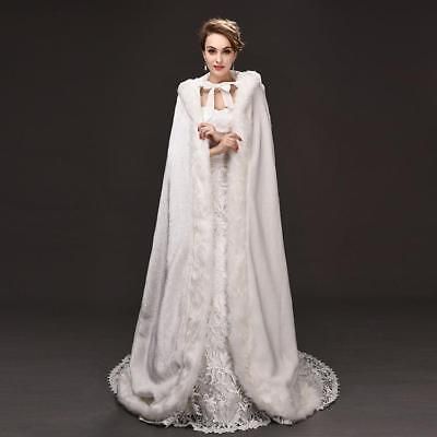 Premium Quality Fashion Womens 1.5m Long Cloak Hooded Winter Wedding Dress Bride Cape Coat @SY , Women's Coats, Jackets & Vests