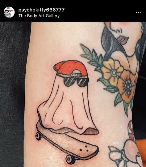 Skateboard Ghost Tattoo, Ghost With Hat Tattoo, Skateboarding Ghost Tattoo, Ghost With Glasses Tattoo, Ghost With Guitar Tattoo, Ghost On A Skateboard Tattoo, Ghost With Sunglasses Drawing, Ghost With Sunglasses Tattoo, Ghost Riding Skateboard Tattoo