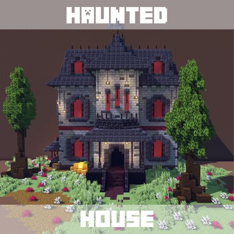 Minecraft: Haunted House Haunted House Minecraft, Minecraft Haunted House, Minecraft Gothic House, Minecraft Halloween Ideas, Minecraft Halloween, Minecraft Welten, Minecraft Interior Design, Bangunan Minecraft, Minecraft Cottage