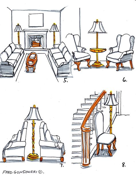 Can You Put a Floor Lamp Next To a Sofa? - Fred Gonsowski Garden Home Floor Lamp Placement, Fred Gonsowski, Lamp Placement, Lamp Drawing, Mirrored Furniture Decor, Credenza Furniture, Furniture Placement Living Room, Country Style Home Decor, Floor Lamp Bedroom