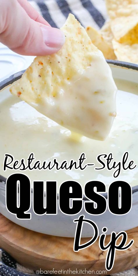 The BEST Queso Blanco Dip Great Party Snacks, Restraunt Style Queso Dip, Ponchos Dressing Recipe, Quest Dip With Meat, How To Make Queso Blanco, How To Make Queso Dip Easy, Restaurant Queso Dip Crockpot, Restaurant White Queso Dip, Quamolie Dip