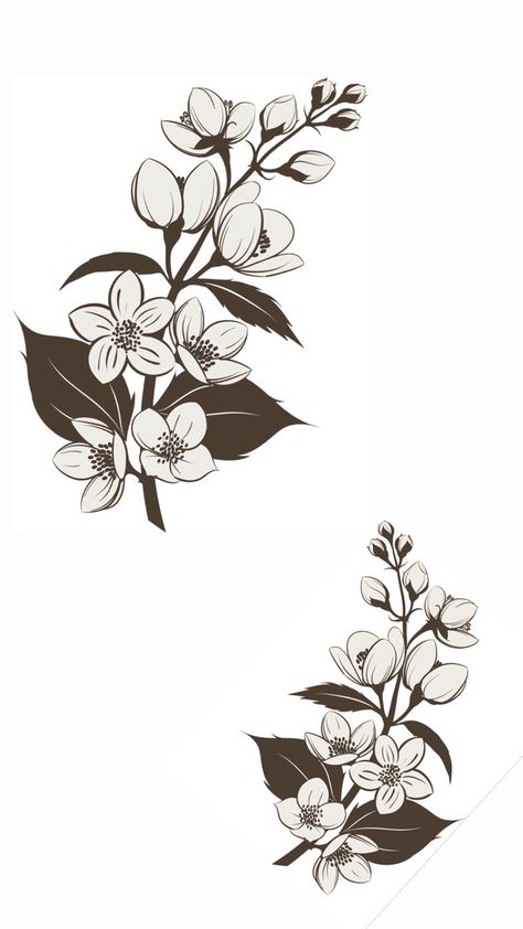 Jasmine Drawing, Jasmine Tattoo, Marigold Tattoo, Anniversary Tattoo, Flor Tattoo, Flores Tattoo, Traditional Tattoo Flowers, Dibujo Simple, Flower Wrist Tattoos