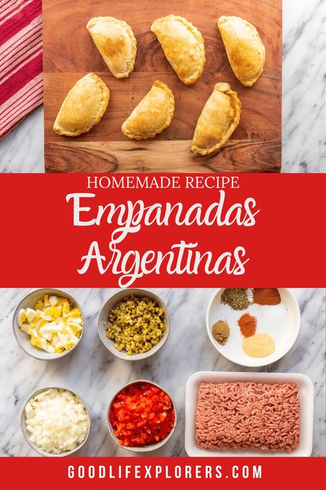 This recipe for beef empanadas Argentinas are going to give you a little taste of South America. Using homemade empanada dough and an easy ground beef filling, these appetizers are sure to become a family favorite! #goodlifexplorers Empanadas Recipe Argentina, Homemade Empanada Dough, Homemade Empanadas, Empanada Dough, Empanadas Dough, Easy Ground Beef, Beef Empanadas, Favorite Recipes Dinner, Homemade Dough