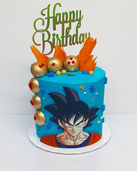 Goku Cake Ideas, Dragon Ball Cake, Dragon Ball Z Cake, Dragonball Z Cake, Piano Cakes, 13 Birthday Cake, Ball Cake, Ball Birthday, Superhero Cake