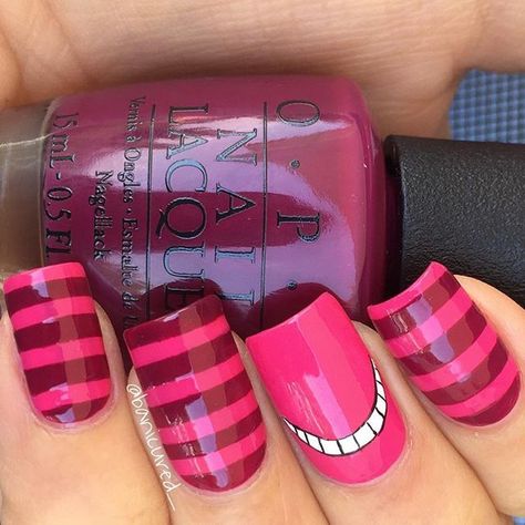 September Pedicure, Alice In Wonderland Nails, Cat Nail Designs, Character Nails, Nails Disney, Disney Inspired Nails, Cat Nail Art, Alice In Wonderland Cheshire Cat, Wonderland Cheshire Cat