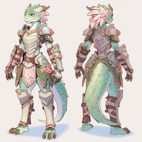 Dnd Art Dragonborn, Dragonborn Dnd Character Design, Pink Dragonborn, Green Dragonborn Dnd, Dnd Kobold Character Art, Dnd Dragonborn Character Design, Dragon Born Character Design, Lizard Fursona, Female Lizardfolk