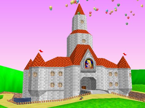 print & frame peach's castle, sm64 Peaches Castle, Super Mario Castle, Princess Peach Castle, Mario Castle, Mario Kart Ds, Peach Rooms, Castle Layout, Kingdom Castle, Mario Kart Wii