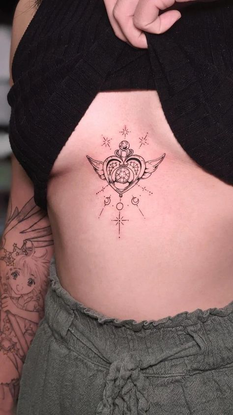 Sternum Tattoo Women, Tatuaje Studio Ghibli, Sternum Tattoos, Sailor Moon Tattoo, Kawaii Tattoo, Cute Tiny Tattoos, Tattoo Women, Sternum Tattoo, Matching Tattoo