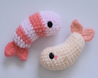 Mini Plush Crochet Shrimp PDF Free Pattern - Amigurumiday Shrimp Amigurumi Free Pattern, Crochet Shrimp Free Pattern, Shrimp Crochet Pattern, Crochet Shrimp, Rainbow Shrimp, Amigurumi Plushies, Plush Crochet, Crochet Plushies, Amigurumi Plush