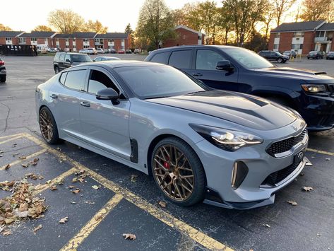 Kia Stinger GT AWD Ceramic Grey with Bronze Rohana RFX10 | Wheel Front Kia Gt Stinger, Modded Kia Stinger, Custom Kia Stinger, Kia Stinger Gt Custom, Stinger Kia, Kia Stinger Gt, Kia K5, Chevrolet Corvette C7, Kia Stinger