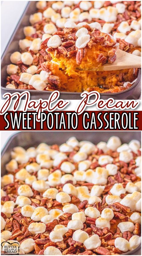 Simple Sweet Potato Casserole, Sweet Potato Casserole Southern, Maple Pecan Sweet Potatoes, Thanksgiving Sweet Potato Recipes, Sweet Potato Casserole With Marshmallows, Marshmallow Topping, Best Sweet Potato Casserole, Sweet Potato Dishes, Sweet Potato Thanksgiving