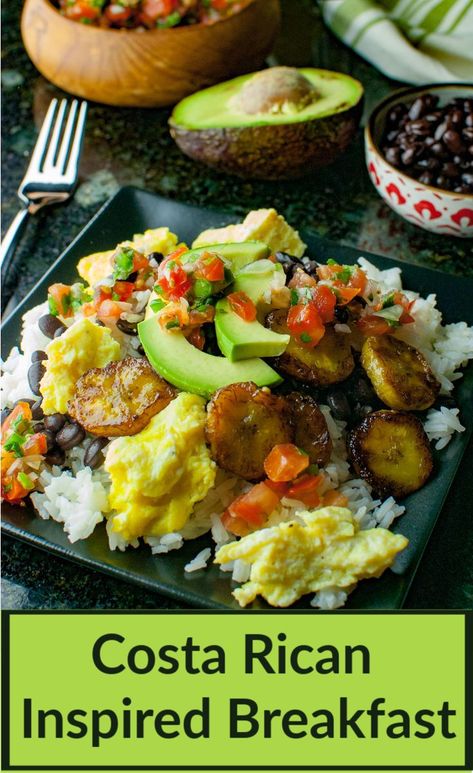 Scrambled Eggs And Toast, Easy Make Ahead Breakfast, Eggs And Toast, Rice Black Beans, Traditional Spanish Recipes, Costa Rican Food, Homemade Salsa Recipe, Spanish Dishes, Homemade Salsa