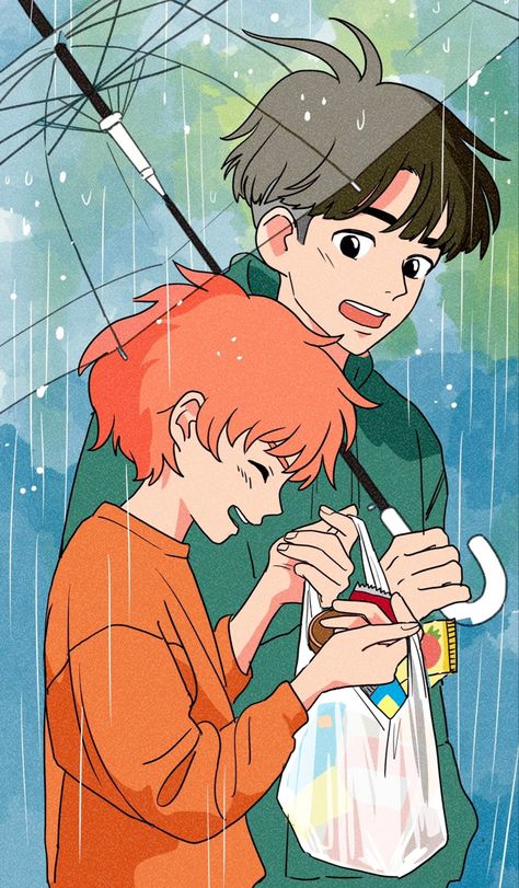 Ponyo Anime, Cliff By The Sea, Hayao Miyazaki Art, Studio Ghibli Fanart, Personajes Studio Ghibli, Howl And Sophie, Studio Ghibli Characters, Ghibli Artwork, Studio Ghibli Movies