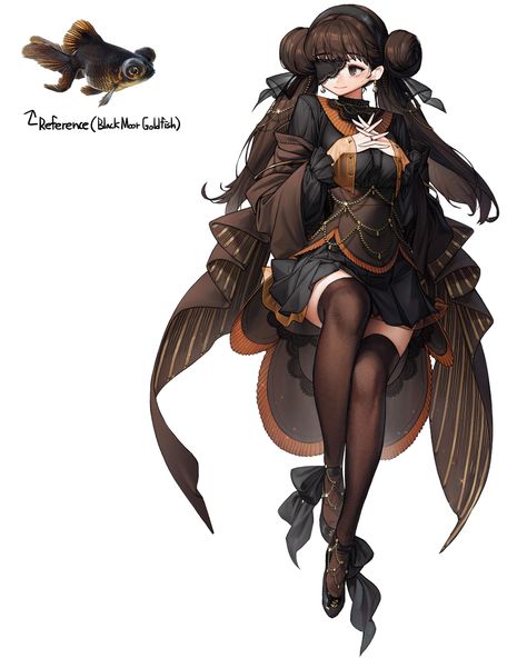 Black Goldfish, Seni Cat Air, Human Art, Fish Design, 영감을 주는 캐릭터, Karakter Anime, An Anime, Goldfish, Fantasy Character Design