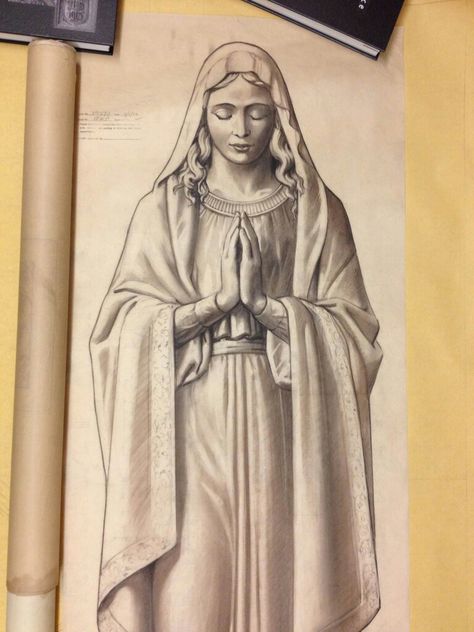 Mother Mary Tattoos, Maria Tattoo, Mary Tattoo, Half Sleeve Tattoos Drawings, M Tattoos, Mother Mary Images, Virgin Mary Statue, Jesus Tattoo, Religious Tattoos