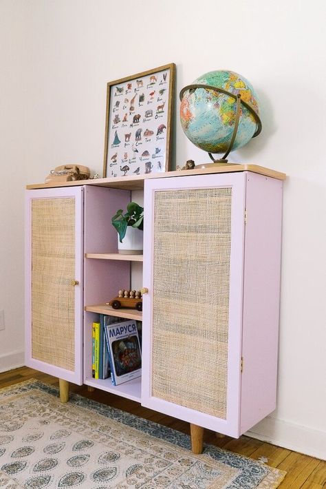 Pink Cabinet, Ikea Nursery Hack, Ikea Trofast Storage, Trofast Ikea, Nursery Hacks, Ikea Toy Storage, Toy Cabinet, Ikea Toys, Ikea Nursery