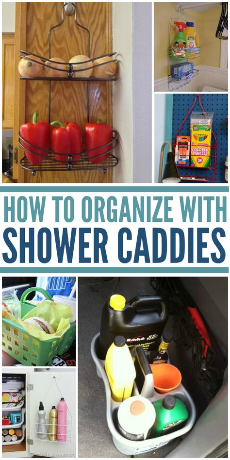 How to Organize With Shower Caddies Repurposed Shower Caddy, Repurpose Shower Caddy, Shower Caddy Ideas Hacks, Shower Caddy Organization Ideas, Diy Shower Caddy, Shower Caddy Ideas, Grammas Recipes, Hobbit Kitchen, Sewing Kit Storage