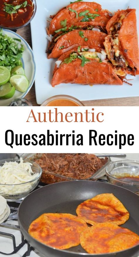 Quesa Birria Recipe, Birria Recipe Mexican Pressure Cooker, Authentic Quesabirria Tacos Recipe, Quesabarilla Tacos, Quesobrilla Tacos, Queso Birria Tacos Recipe, Birria Recipe Mexican Instapot, Birria Quesadillas Recipe, Tablitas Recipe