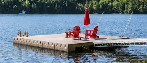 Have you seen our floating docks? They are state of the art floats molded from Marine Grade Polyethylene and filled with expanded styrene foam. Our floats are impact resistant and hermetically sealed. Our floats have strong UV inhibitors that fight against deterioration such as loss of impact strength, color fading, and cracking. Floating Dock Kits, Diy Dock, Paddleboard Rack, Floating Docks, Pond Construction, Dock Hardware, Build A Frame, Dock Bumpers, Floating Dock