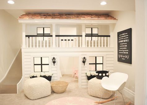 Shelby Homes on Instagram: “Playhouse goals! Come visit us at home 30 in the #utahvalleyparadeofhomes #shelbyhomes” Loft Bed Play Area, Playhouse Loft, Playhouse Loft Bed, Cottage Playhouse, Loft Playroom, Playhouse Bed, Indoor Playroom, Add A Room, Indoor Playhouse