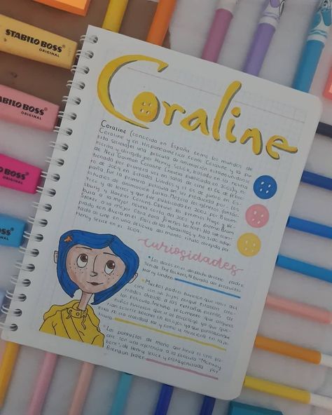 12-dic-2020 - Florencia Soto descrubrió este Pin. Descubre (y guarda) tus propios Pines en Pinterest. Coraline Book, Easy Graffiti, Easy Graffiti Drawings, File Decoration Ideas, School Organization Notes, Bullet Journal Diy, Stabilo Boss, Notes Inspiration, Bullet Journal School