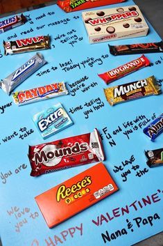 Candy Bar Messages, Candy Cards For Valentines Day, Chocolate Bar Valentines, Candy Poster Board, Valentine Candy Grams, Candy Bar Cards, Valentines Card Message, Candy Birthday Cards, Candy Posters