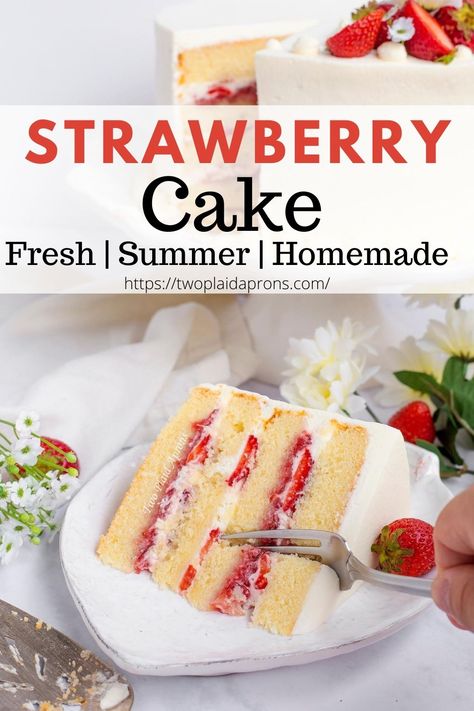 The Best Strawberry Cake, Best Strawberry Cake, Yellow Cakes, Yellow Butter Cake, Strawberry Vanilla Cake, Strawberry Cake Filling, Fresh Strawberry Cake, Southern Cake, 10 Cake