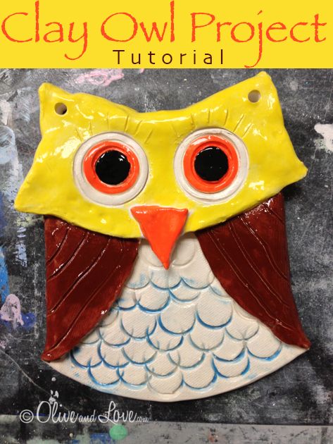 Hanging Owl Clay Project — Olive & Love Clay Owl Tutorial, Bird Clay, Clay Projects For Kids, Owl Tutorial, Clay Lesson, Wooden Skewers, Clay Owl, Pottery Lessons, Model Magic