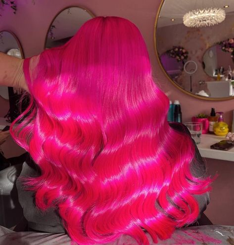 Hair this glossy deserves some love 💗 @notjusthair___ wowed us big time with this Hot Hot Pink creation 🌸🧁 #manicpanic #manicpanicprofessional #hair #haircare #hairstylist #hairinspo #healthyhair #hairstyles #hairsalon #crueltyfreebeauty #haircolor #veganhair #crueltyfreehairdye #saloninternational #saloncolour @creativeheadmag @prohairmag @hairdressersjournal @sallybeautyuk @salonservicesuk @astonandfincher @salonsdirect @adelprohairbeauty @salon_int Mlp Hair, Neon Pink Hair, Red Pink Hair, Pink Wigs, Hot Pink Hair, High Characters, Football Camp, Hime Gyaru, Hair Dyes